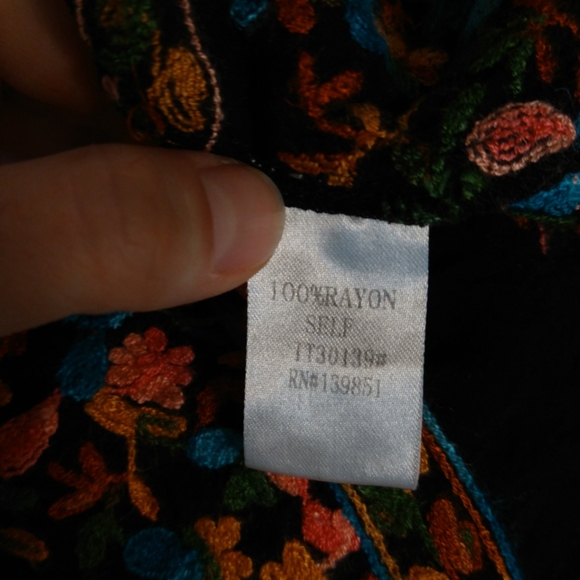 Oddi Black Sleeveless Top with Colorful Embroidery Size Small - Picture 7 of 8